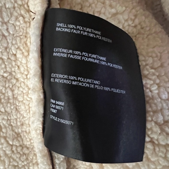 Women's Brown Leather Jacket with Shearling Collar - Picture 9 of 9